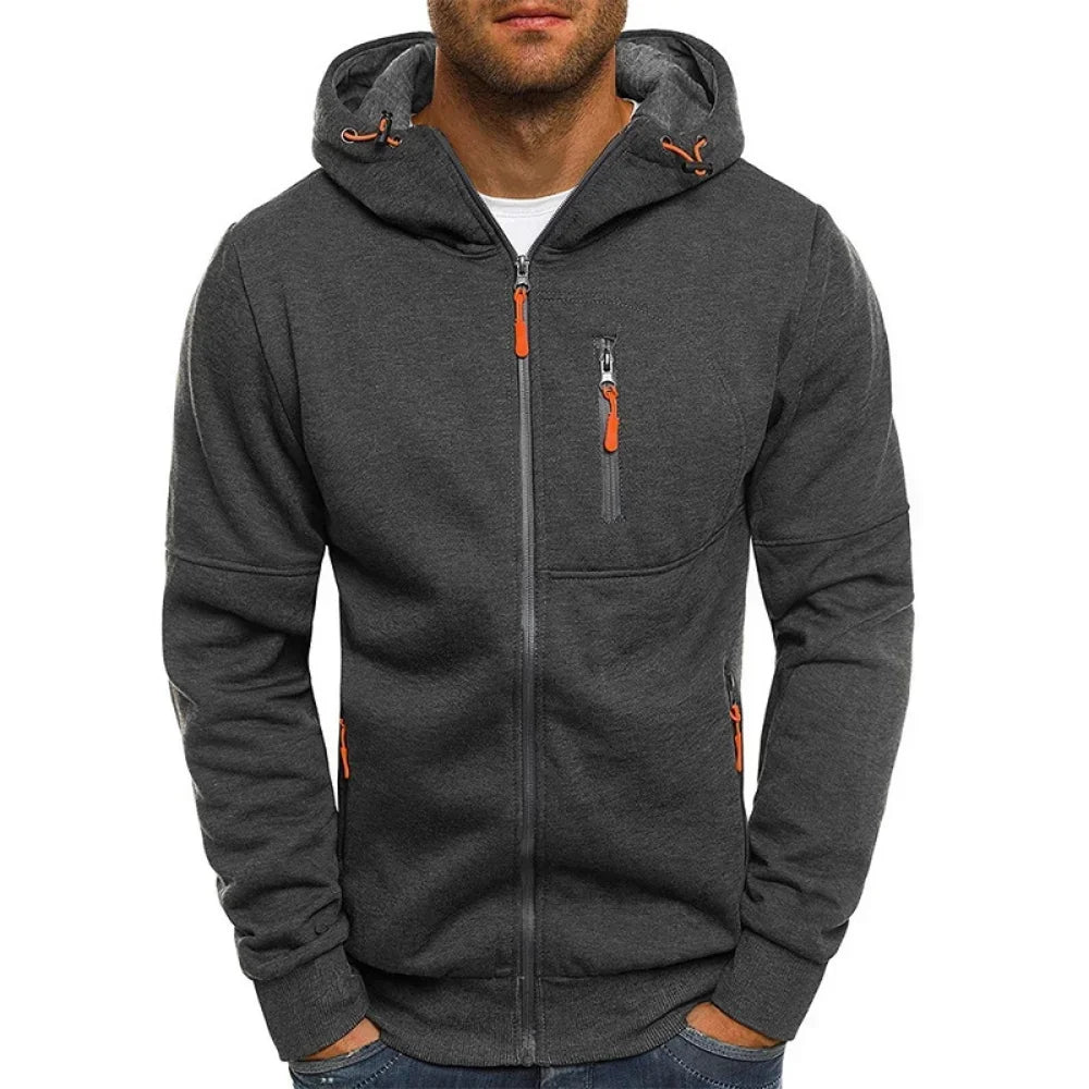 Men'S Hoodies Long Sleeve Sweatshirt Zipper Design Hooded Sweatshirt for Men Clothing Sportswear Slim Fit Casual Jacket-Gennys fashion