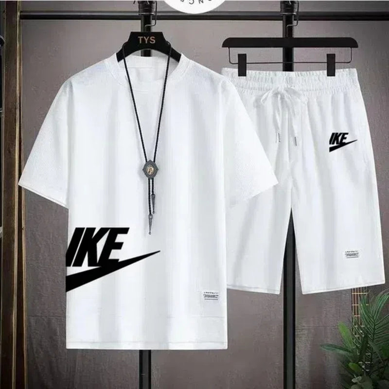 Men'S Set,New Summer Print,Quick Drying Fashionable Korean Sportswear,Men'S Short Sleeved T-Shirt+Shorts Jogging Set-Gennys fashion