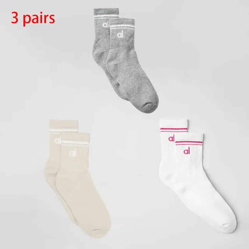 AL Fashion Yoga Sock Retro Cotton Sports Medium Long Socks Pilates Fitness Sports Four Seasons Socks Women'S Yoga Medium Sock-Gennys fashion