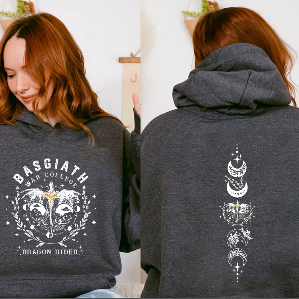 Fourth Wing Hoodie Basgiath War College Hooded Dragon Rider Sweater the Empyrean Series Sweatshirt Unisex Casual Hoodies-Gennys fashion