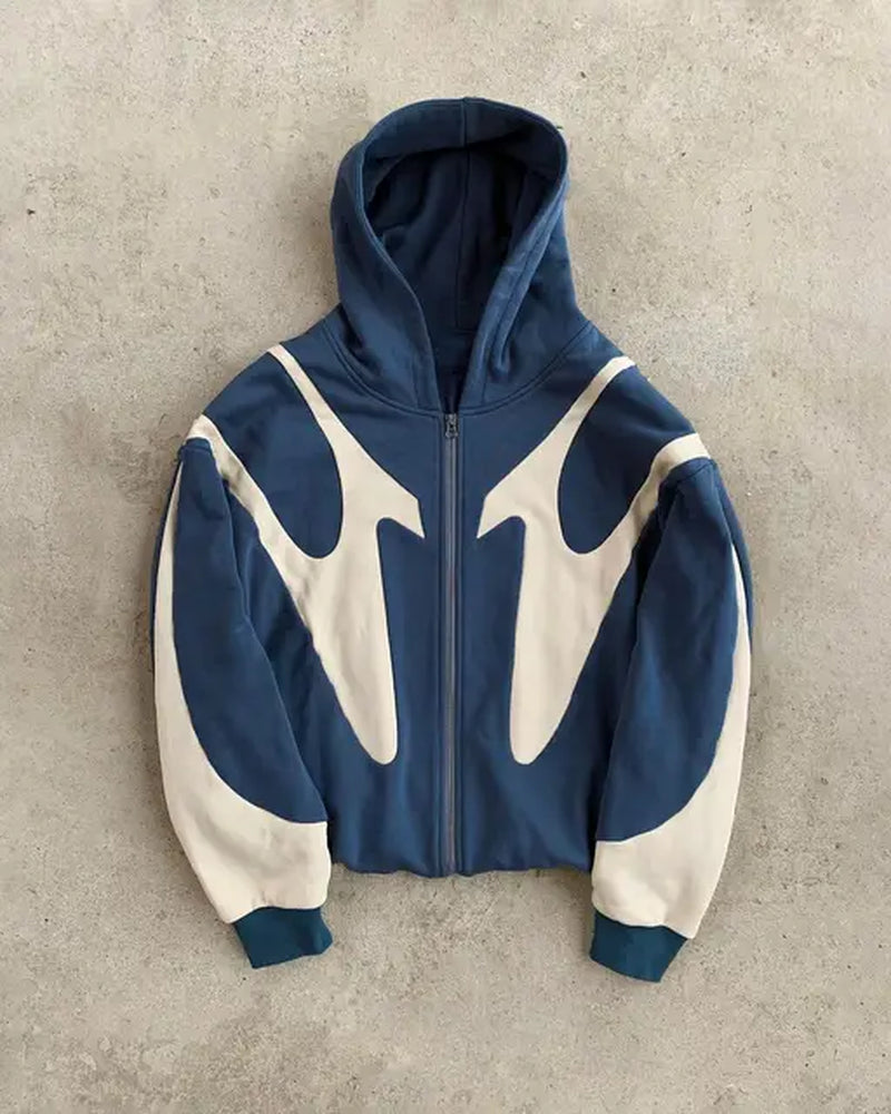 Y2K Retro Black Star Patchwork Hoodie Fashion Loose Oversized Embroidered Hooded Sweatshirt Gothic Streetwear Men Clothing-Gennys fashion