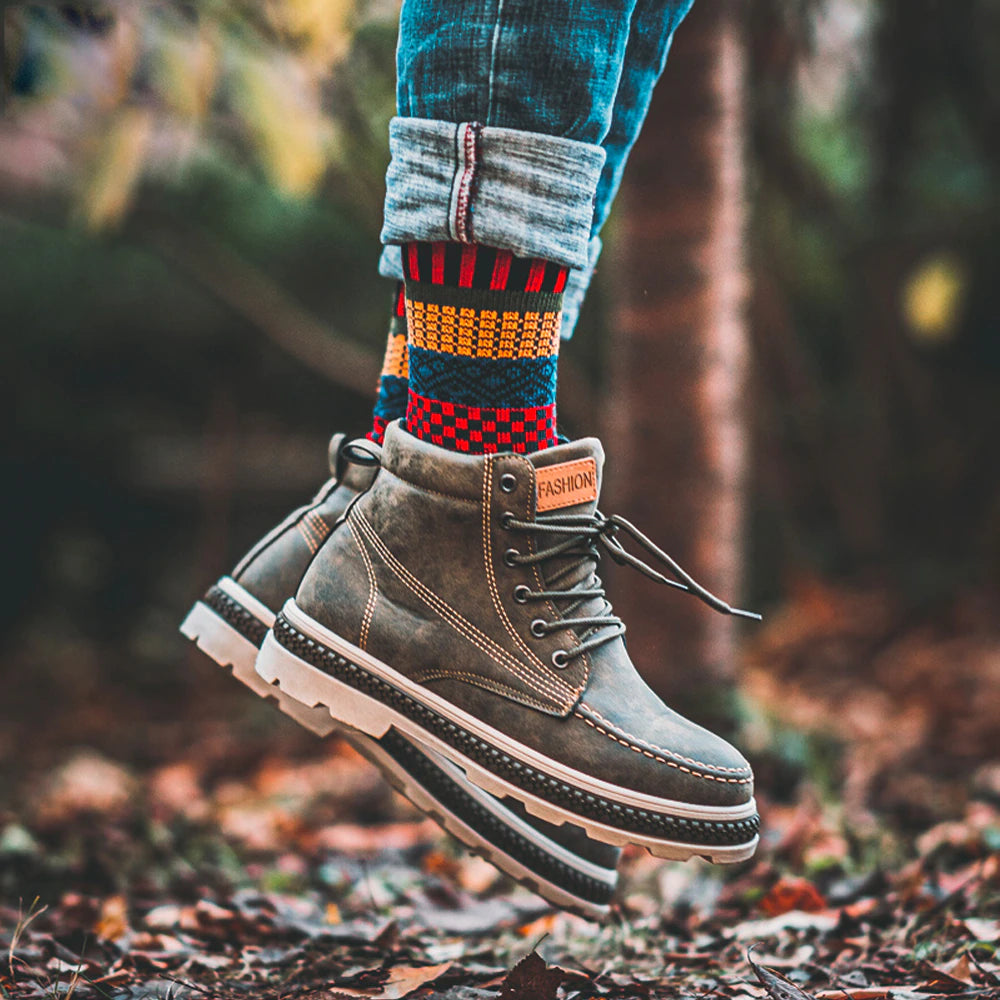 Brand 5 Pairs Winter Men'S Socks Thicken Sheep'S Wool Socks Warm Men Retro Style Colorful Fashion Man Socks for Snow Boots-Gennys fashion