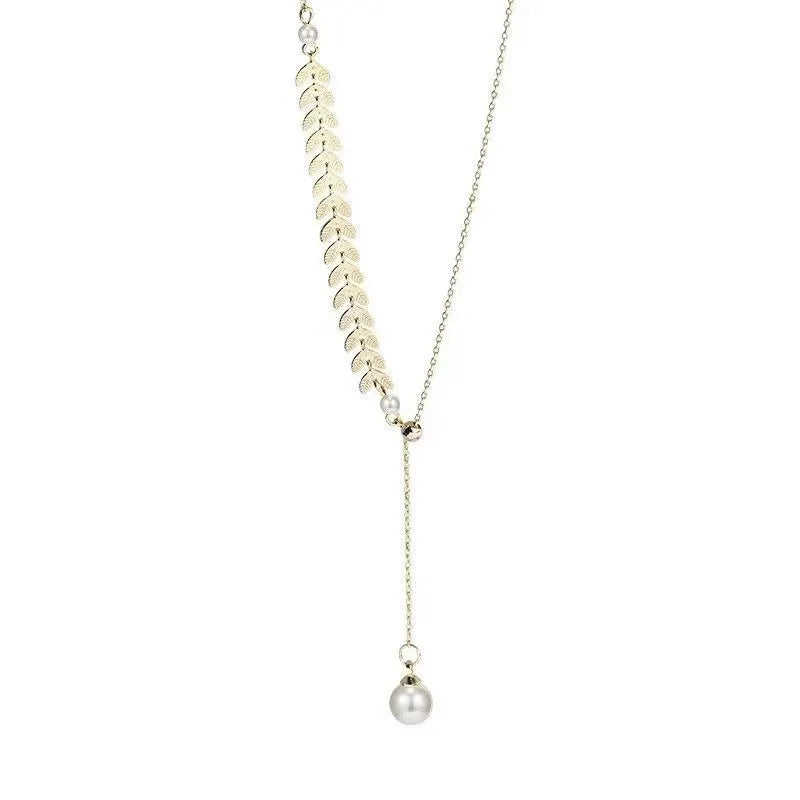 Gold Wheat Ear Pearl Jewelry Set-Gennys fashion