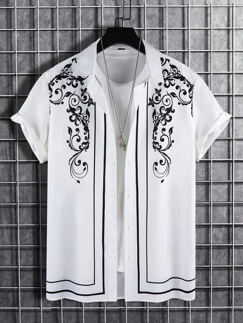 3D Printed Hawaiian Men'S Short Sleeved Shirt, Soft and Comfortable Clothing, Fashionable Floral Design; Summer New-Gennys fashion