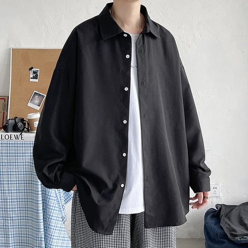Men Korean Fashion White Long Sleeve Shirts 2023 Mens Harajuku Black Oversized Shirt Male Button up Shirts Blouses 5XL-Gennys fashion