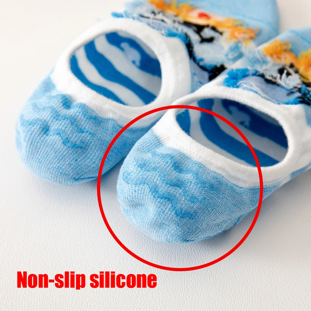 5 Pairs Cotton Woman Sock Mickey Minnie Winnie Daisy Cartoon Girl Slipper Sock Funny Cute Non-Slip Silicone Invisible Ankle Sock-Gennys fashion