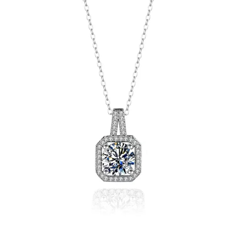 3Pcs/Set Artificial Moissanite Crystal Square Necklace Earrings Ring Luxury Wedding Engagement Reception Jewelry Set for Lover-Gennys fashion