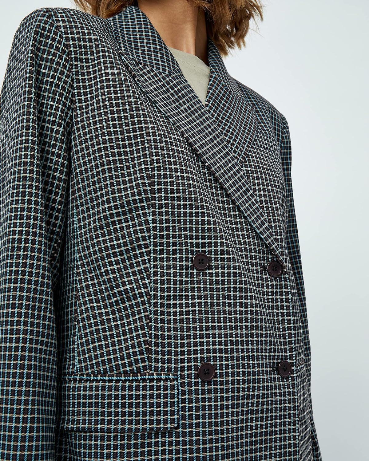 Women'S Lekira Blazer 9454 Slate Brown Checked 10-Gennys fashion