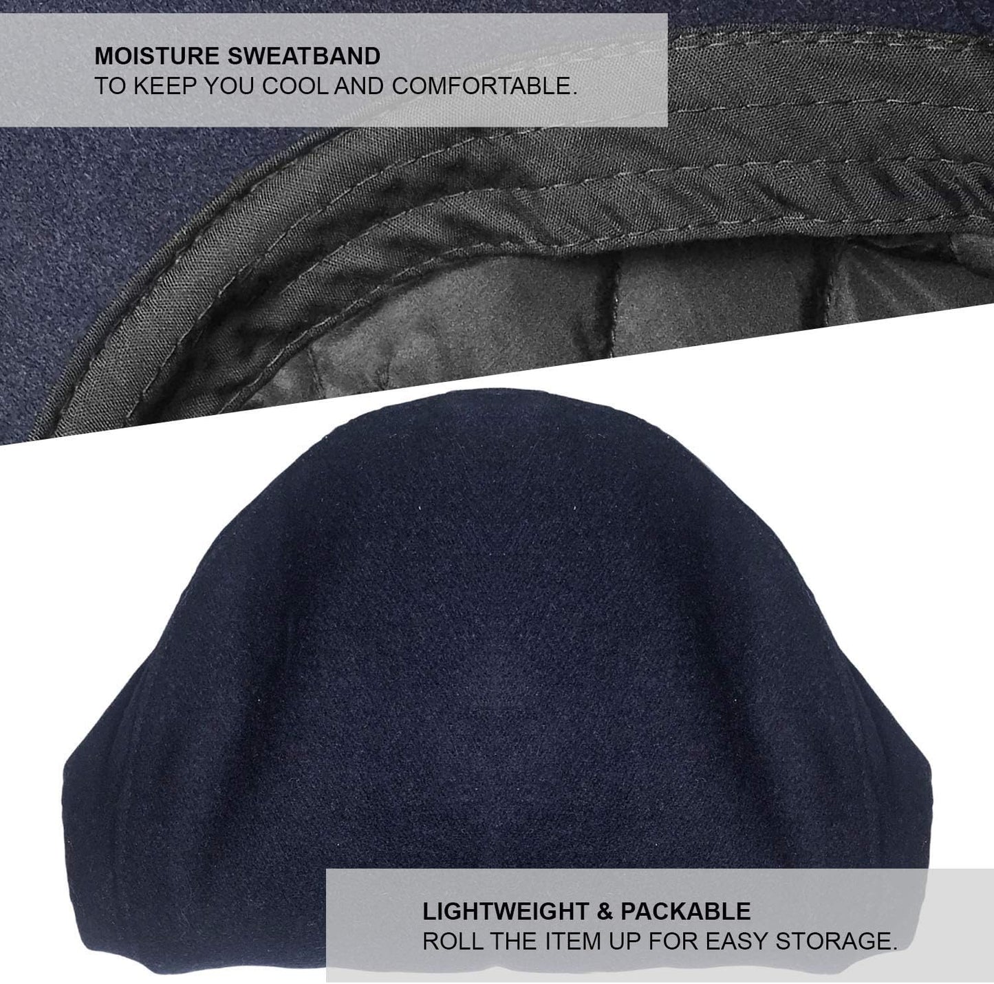 ® Mens Plain Wool Blend Flat Cap