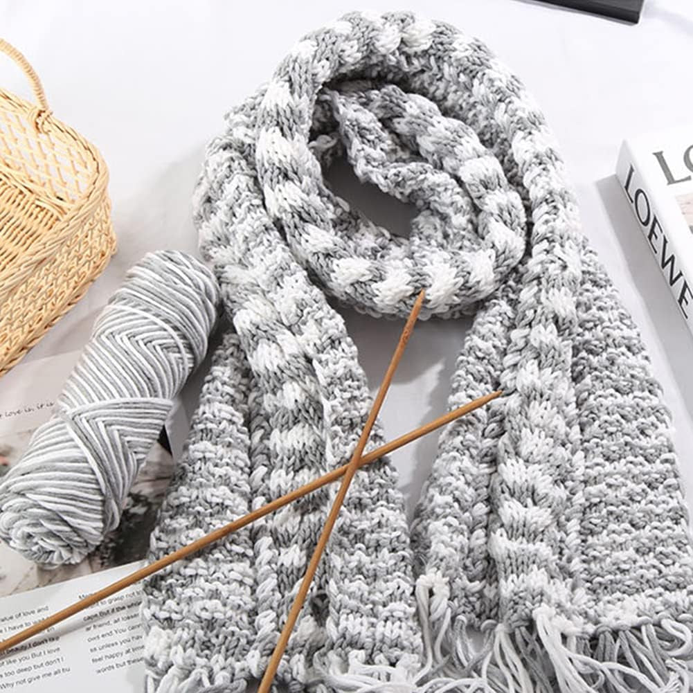 Crochet Knitting Soft and Comfortable Milk Cotton Wool Double Knitting Yarn Multi-Colored Acrylic Crochet Yarn Set for Hats Doll (White + Grey)-Gennys fashion