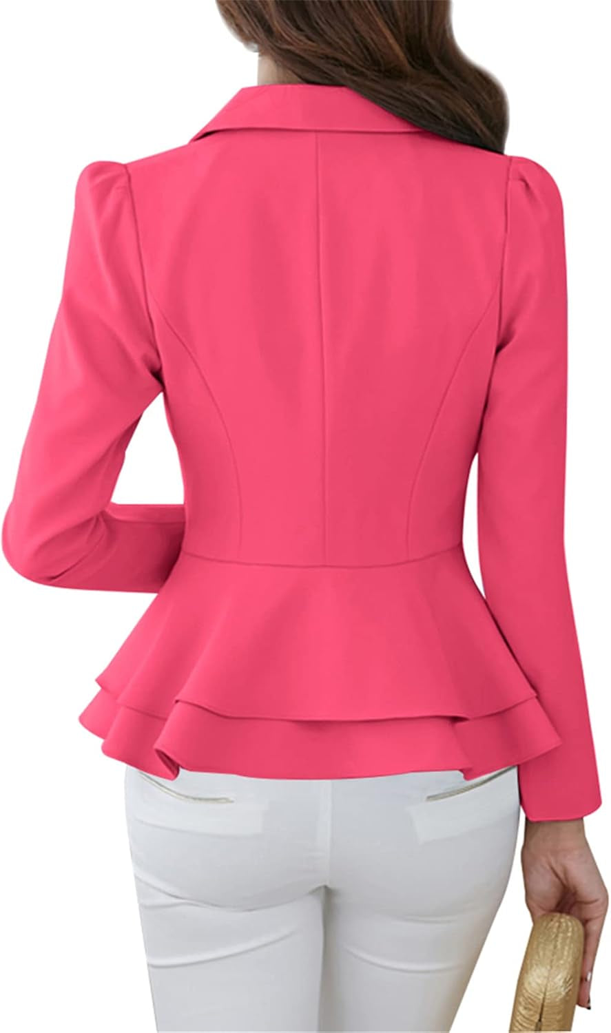 Women Elegant Jacket Suit 3/4 Sleeve Chic Slim Fit Office Business Blazer with Skirt Hem-Gennys fashion