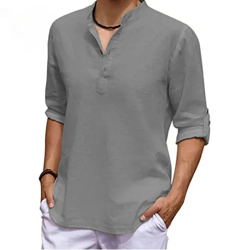 Men'S Shirts Casual Outdoors Basic Style Solid Color All-Match Long-Sleeved Thin Loose Blouse Male Spring Autumn Streetwear-Gennys fashion