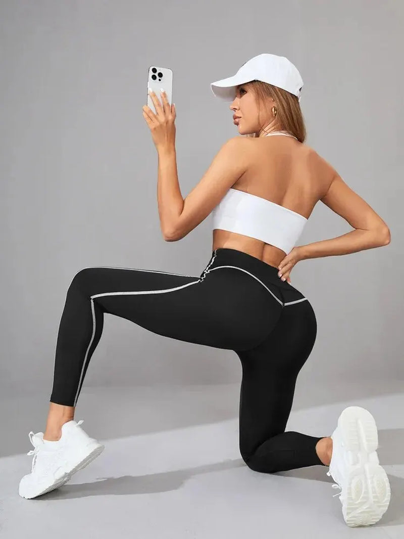 Women Solid Color Yoga Leggings Comfy High Waist Quick Dry Sports Pants Fitness Trousers Gym Activewear Push up Leggings-Gennys fashion
