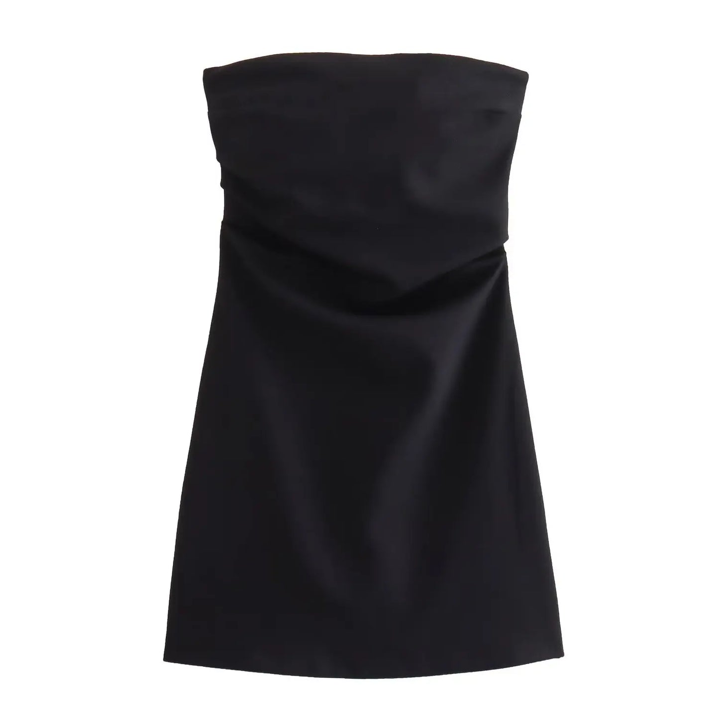 Women Fashion Sexy Back Zipper Solid Color Pleats Strapless Mini Dress Chic Female Sleeveless Evening Dresses Mujer-Gennys fashion