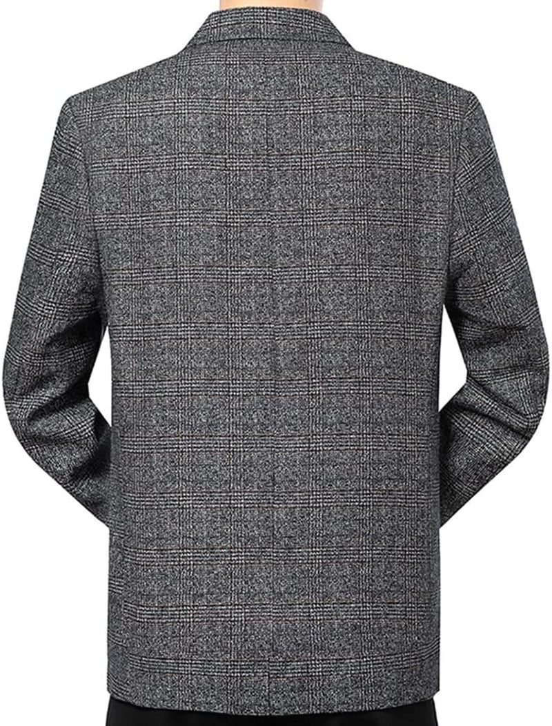 Mens Vintage Check Blazer Slim Fit 2 Buttons Business Casual Plaid Suit Jacket-Gennys fashion