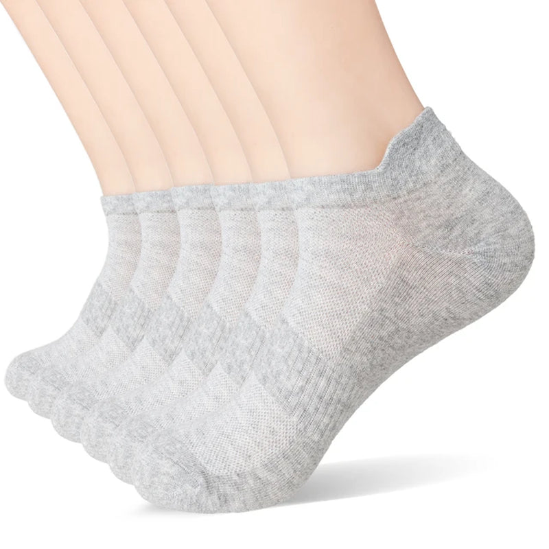 6Pairs Women Men Socks Couple Student Cotton New plus Size Sports Ear Mesh Spot Running Solid Color Boat Ankle Socks-Gennys fashion