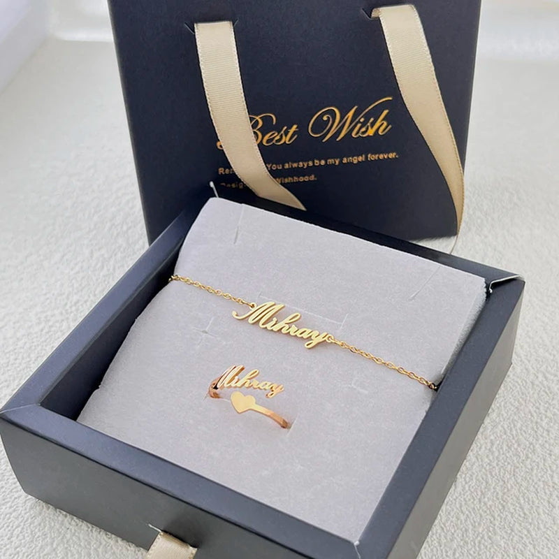 Fashion Custom Stainless Steel Jewelry Sets for Women Baby Name Earrings Set Personalized Customized Nameplate Mothers Day Gift-Gennys fashion