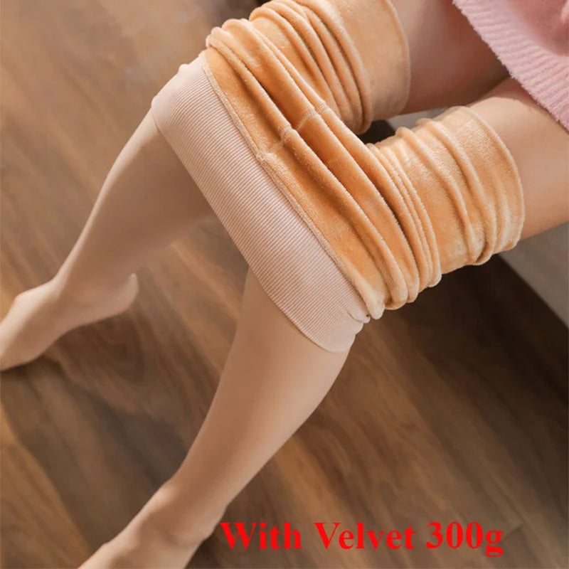 Woman Leggings Sexy Thermal Tights Translucent Fleece Pantyhose Slim Pants Autumn Winter Solid Warm Thick Velvet Stockings 2024-Gennys fashion
