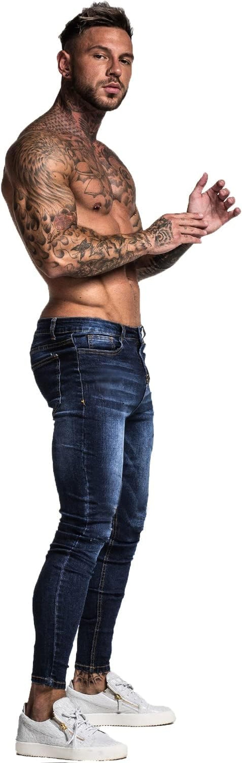 Mens Skinny Jeans Ripped Stretch Slim Fit Jeans for Mens Classic Denim Pants-Gennys fashion