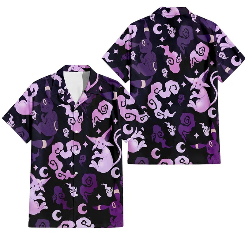 Summer Anime Style Pattern Printing Cartoon Animal Oversized Hawaiian Short Sleeved Shirt for Men'S Original Harajuku Clothes-Gennys fashion