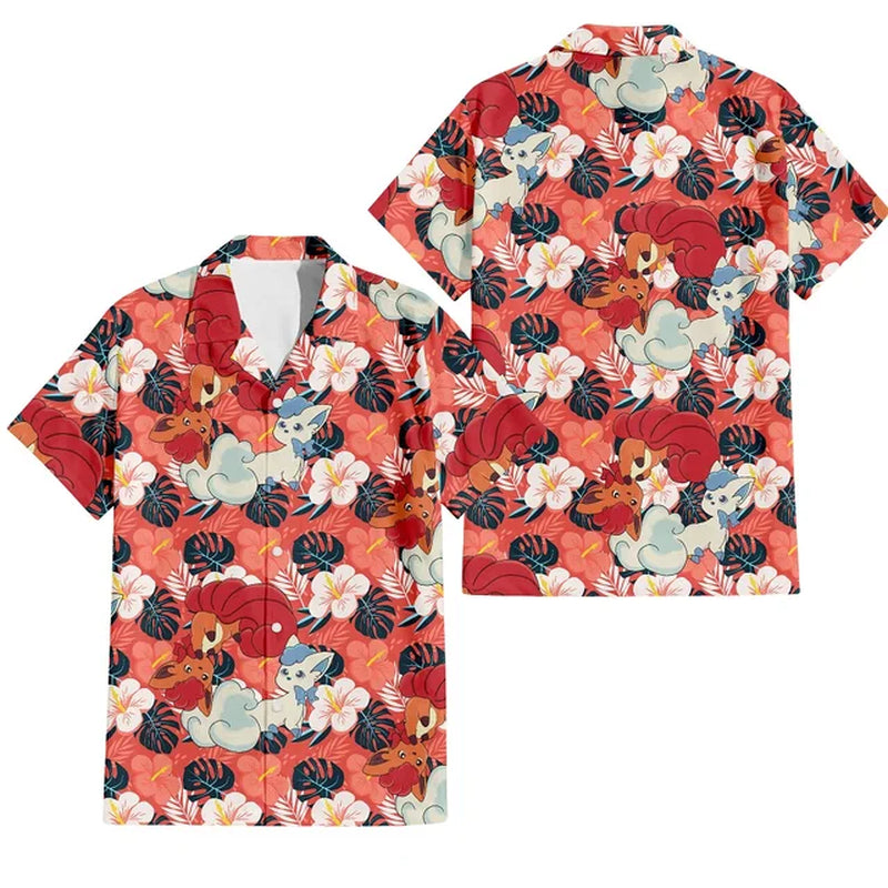 Summer Anime Style Pattern Printing Cartoon Animal Oversized Hawaiian Short Sleeved Shirt for Men'S Original Harajuku Clothes-Gennys fashion