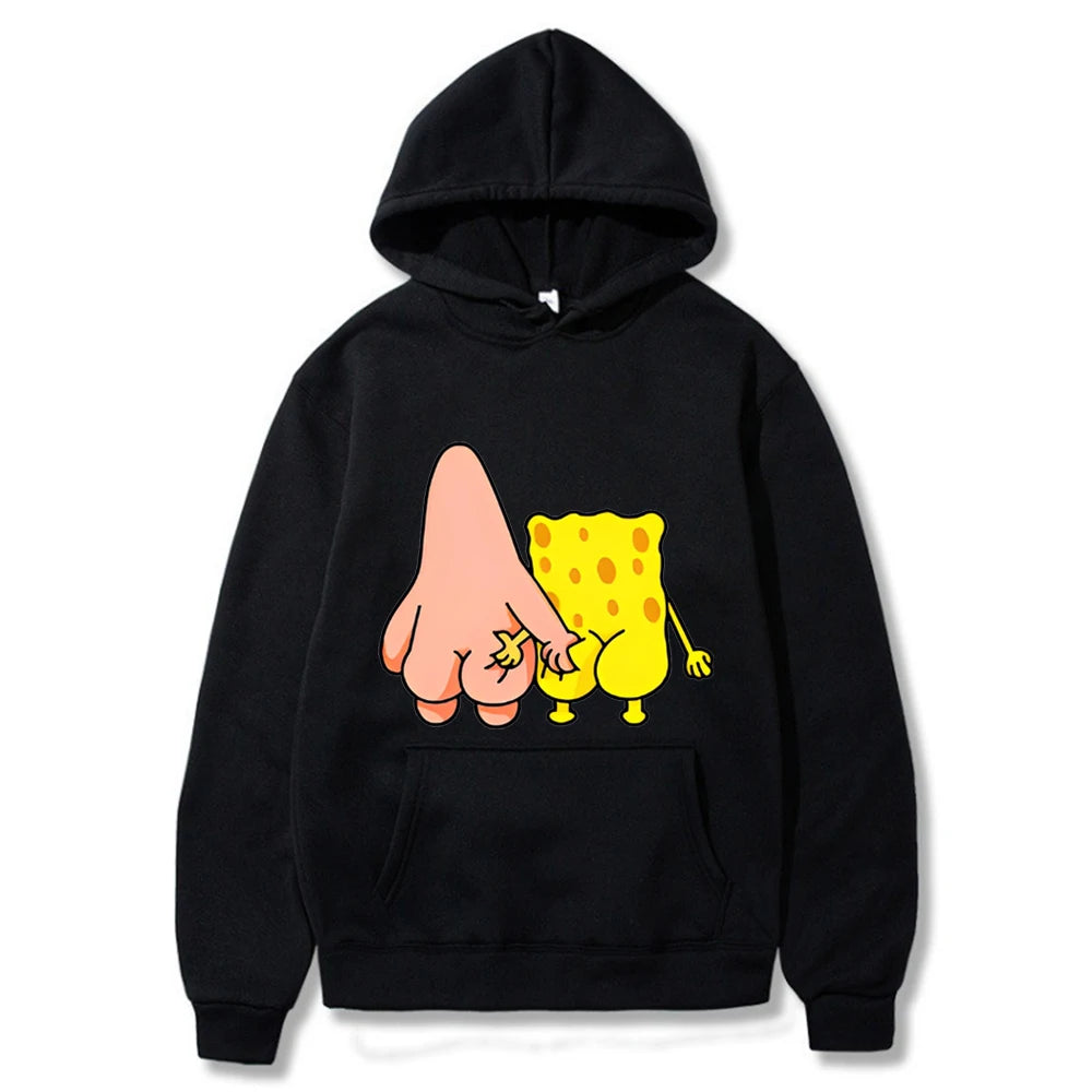 Fun and Funny Spongebob Squarepants and Patrick Star Men'S and Women'S Fashion Anime Street Trend Y2K Leisure Sports Hoodie-Gennys fashion