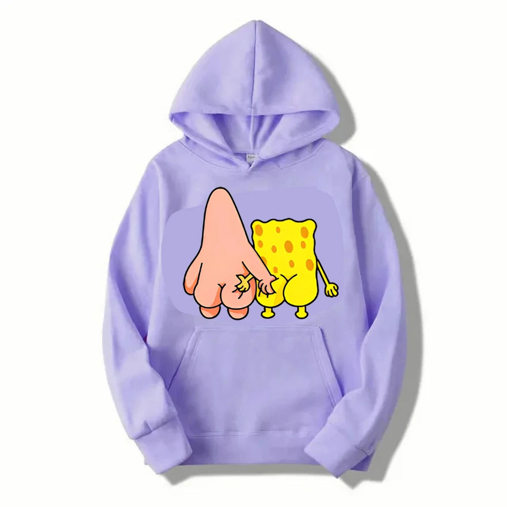 Fun and Funny Spongebob Squarepants and Patrick Star Men'S and Women'S Fashion Anime Street Trend Y2K Leisure Sports Hoodie-Gennys fashion