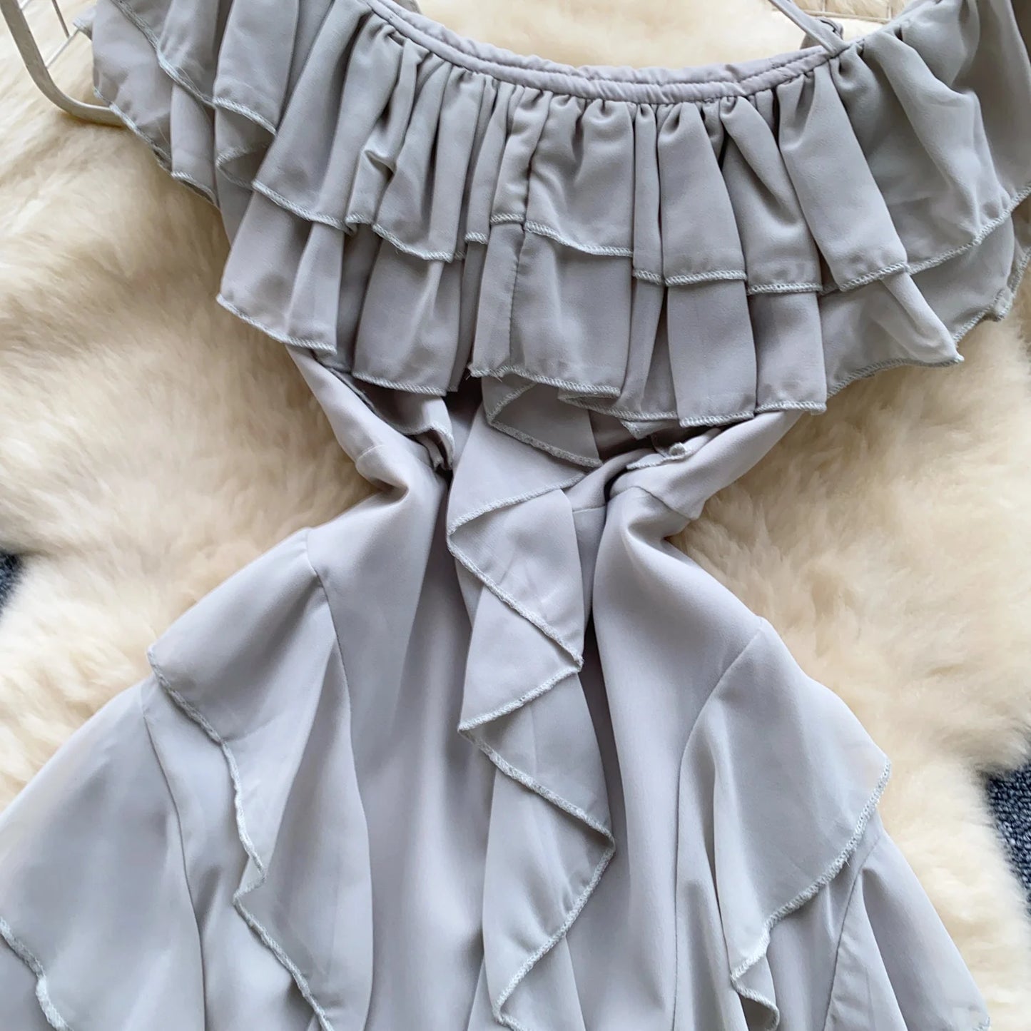 Off Shoulder Ruffle Split Sweet Dress Chic Evening Party Club Summer Vestidos Women Hip Wrap Dresses-Gennys fashion