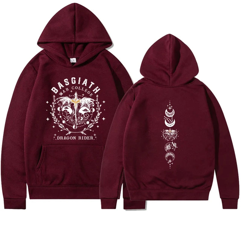 Fourth Wing Hoodie Basgiath War College Hooded Dragon Rider Sweater the Empyrean Series Sweatshirt Unisex Casual Hoodies-Gennys fashion