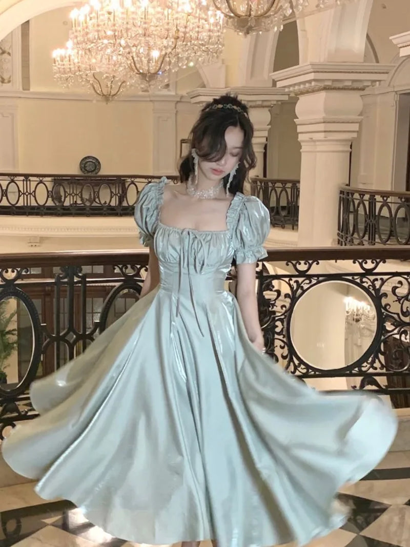 French Vintage Burgundy Evening Party Dress Women 2023 Summer Elegant Romantic Prom Vestidos Korean A-Line Graduation Dresses-Gennys fashion