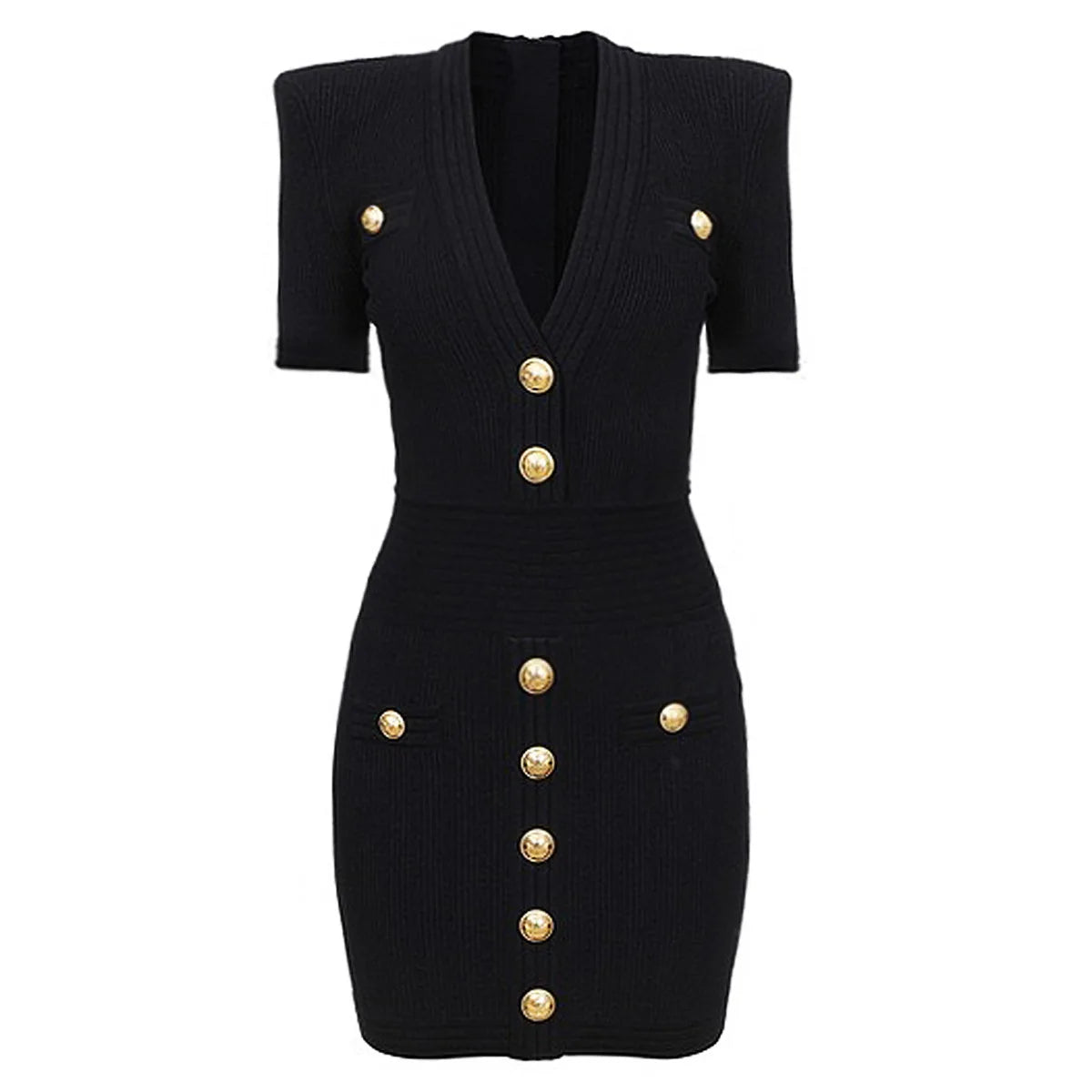 Elegant V Neck Knitting Sweater Dresses for Women Summer 2024 Short Sleeve Slim Fit Sheath Mini Party Dress Elegant Vestido-Gennys fashion