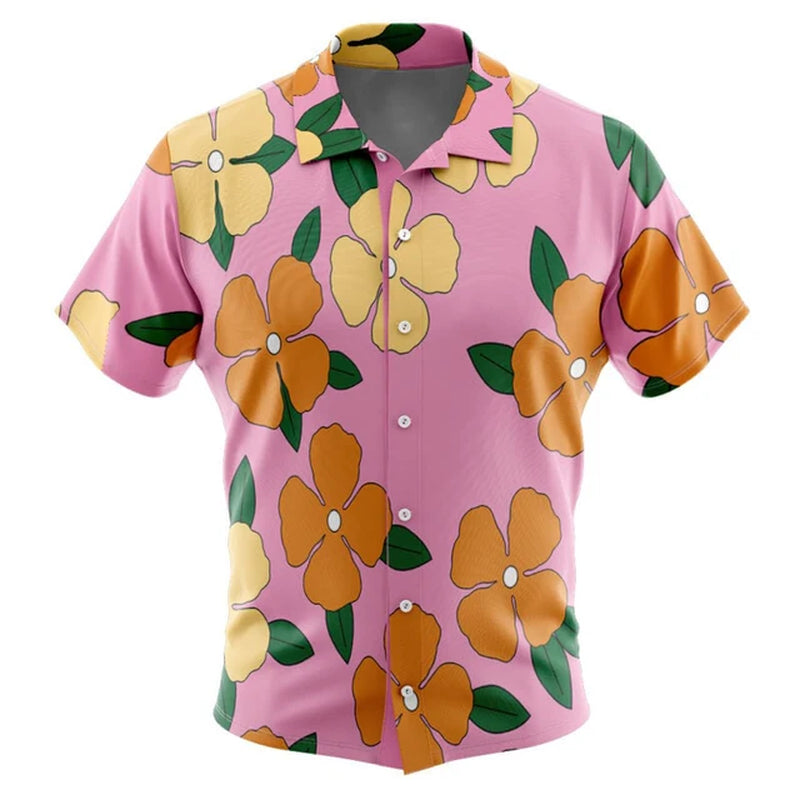 Hawaiian Men'S Shirt Clothing Sunflower 3D Print Cosplay Clothing Summer Anime Short Sleeve Beach Fashion Oversized Lapel Tops-Gennys fashion