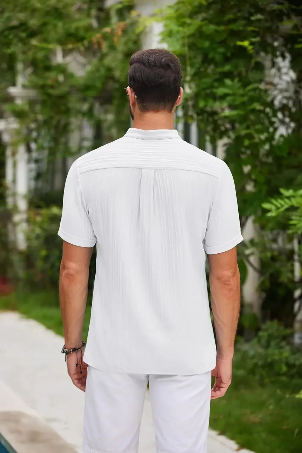 New High-End Embroidered Cotton and Linen Striped Henry Shirt for Men'S Summer Casual Fashion Comfortable Breathable T-Shirt Top-Gennys fashion
