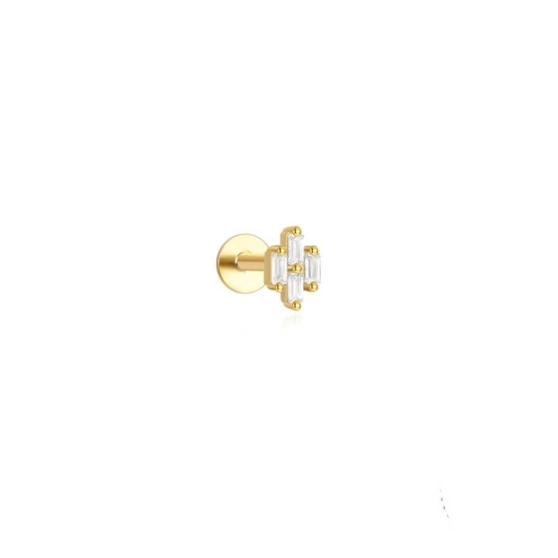 925 Silver Square CZ Stud Earrings-Gennys fashion