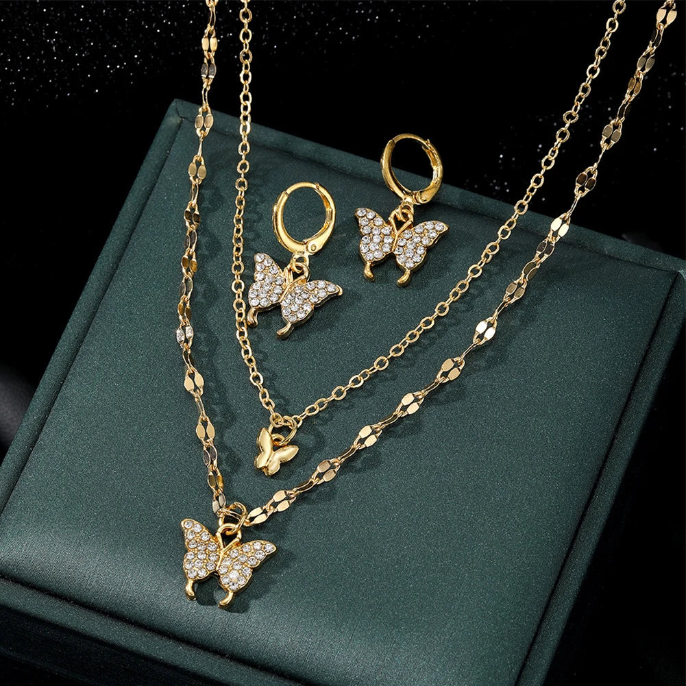 Butterfly Pendant Jewelry Set-Gennys fashion