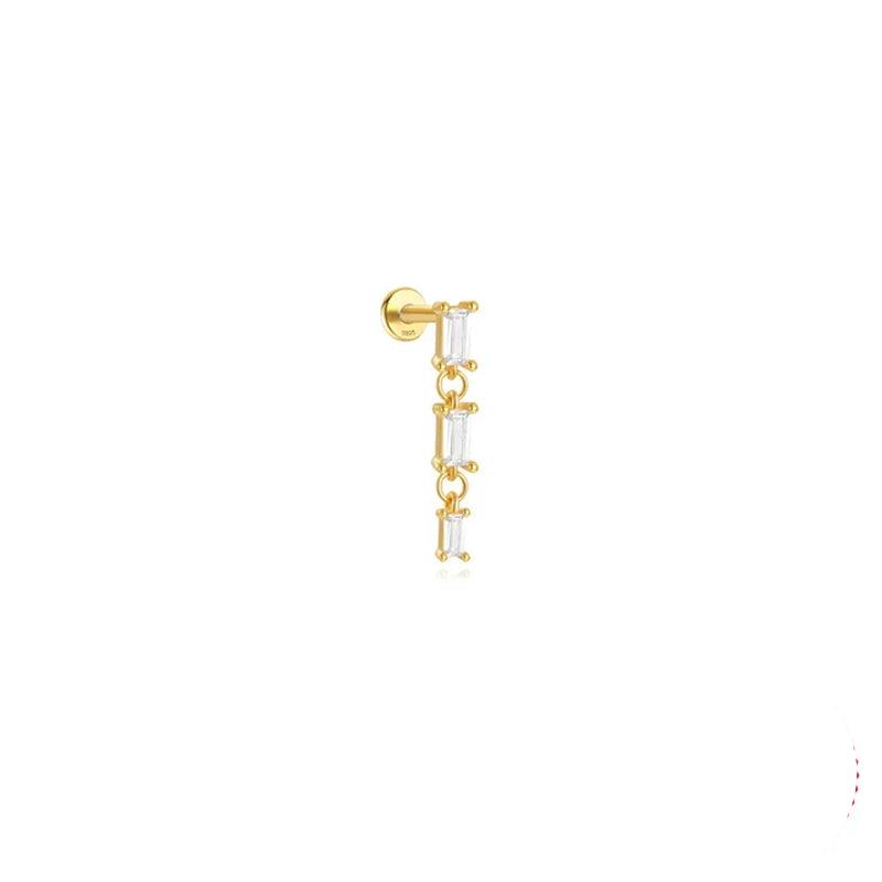 925 Silver Rhombus Zircon Stud Earrings-Gennys fashion