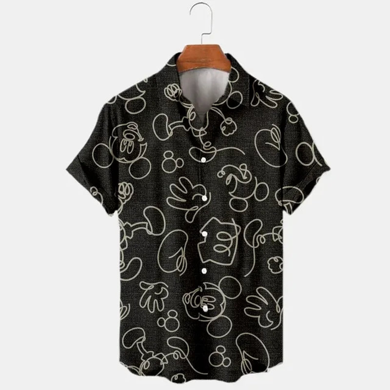 Disney Mickey Mouse Hawaiian Shirt 3D Printed Floral Temperament Men'S Shirt Summer Fashion Street Trend Vintage Boutique-Gennys fashion