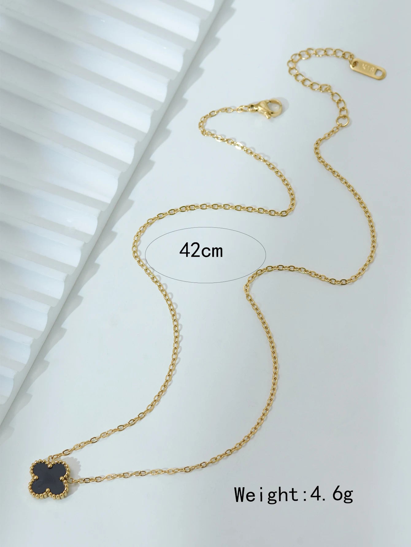 Double-Sided Mother-Of-Pearl Black Four-Leaf Clover Set Women'S 18K Gold Plated High Class Elegant Fashion Jewellery Set-Gennys fashion