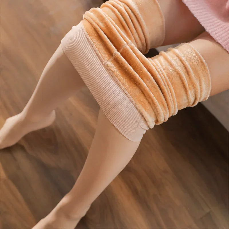 Woman Leggings Sexy Thermal Tights Translucent Fleece Pantyhose Slim Pants Autumn Winter Solid Warm Thick Velvet Stockings 2024-Gennys fashion