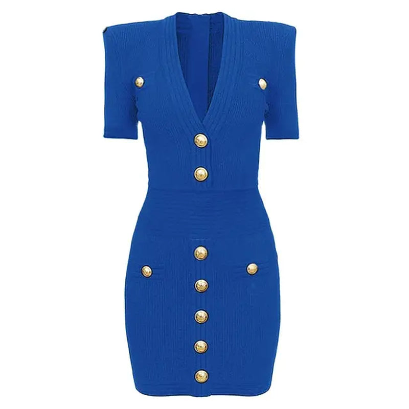 Elegant V-Neck Mini Sweater Dress