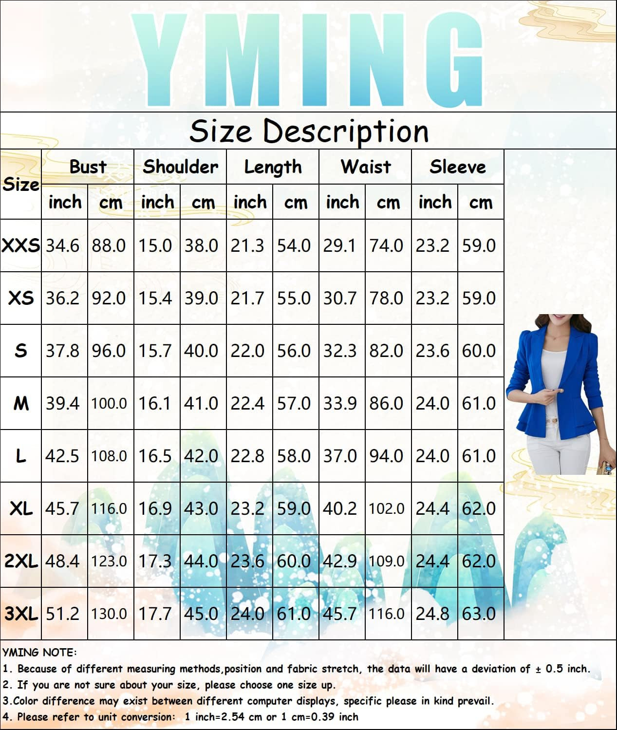 Women Elegant Jacket Suit 3/4 Sleeve Chic Slim Fit Office Business Blazer with Skirt Hem-Gennys fashion