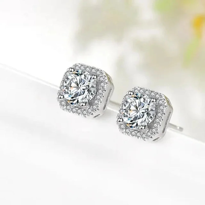 3Pcs/Set Artificial Moissanite Crystal Square Necklace Earrings Ring Luxury Wedding Engagement Reception Jewelry Set for Lover-Gennys fashion