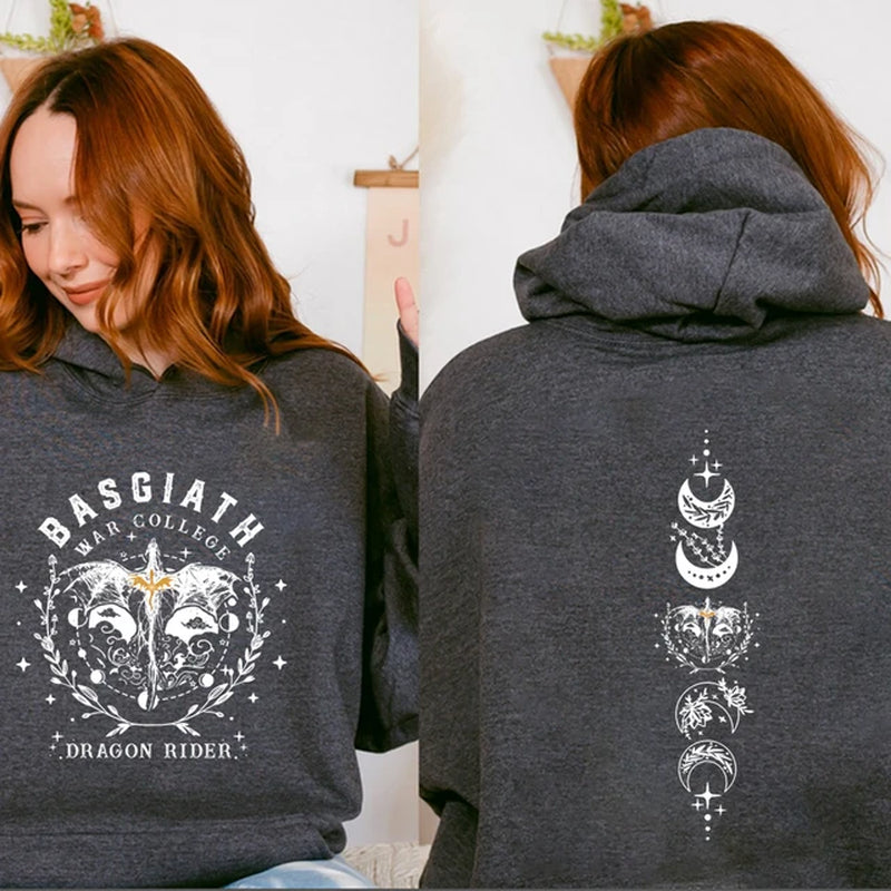 Fourth Wing Hoodie Basgiath War College Hooded Dragon Rider Sweater the Empyrean Series Sweatshirt Unisex Casual Hoodies-Gennys fashion