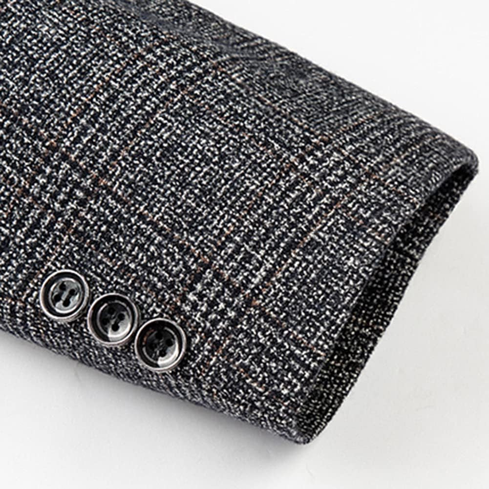 Mens Vintage Check Blazer Slim Fit 2 Buttons Business Casual Plaid Suit Jacket-Gennys fashion