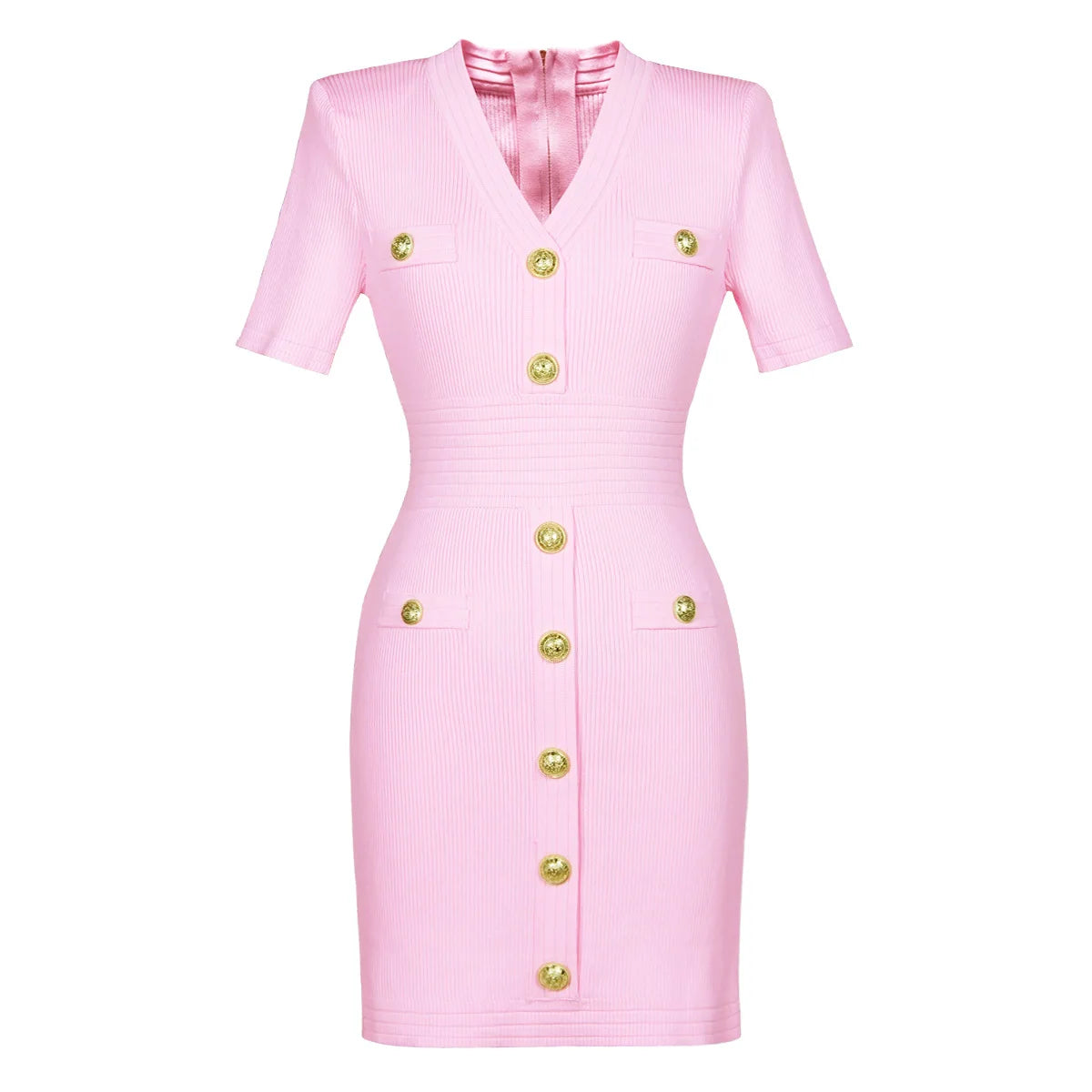 Elegant V Neck Knitting Sweater Dresses for Women Summer 2024 Short Sleeve Slim Fit Sheath Mini Party Dress Elegant Vestido-Gennys fashion