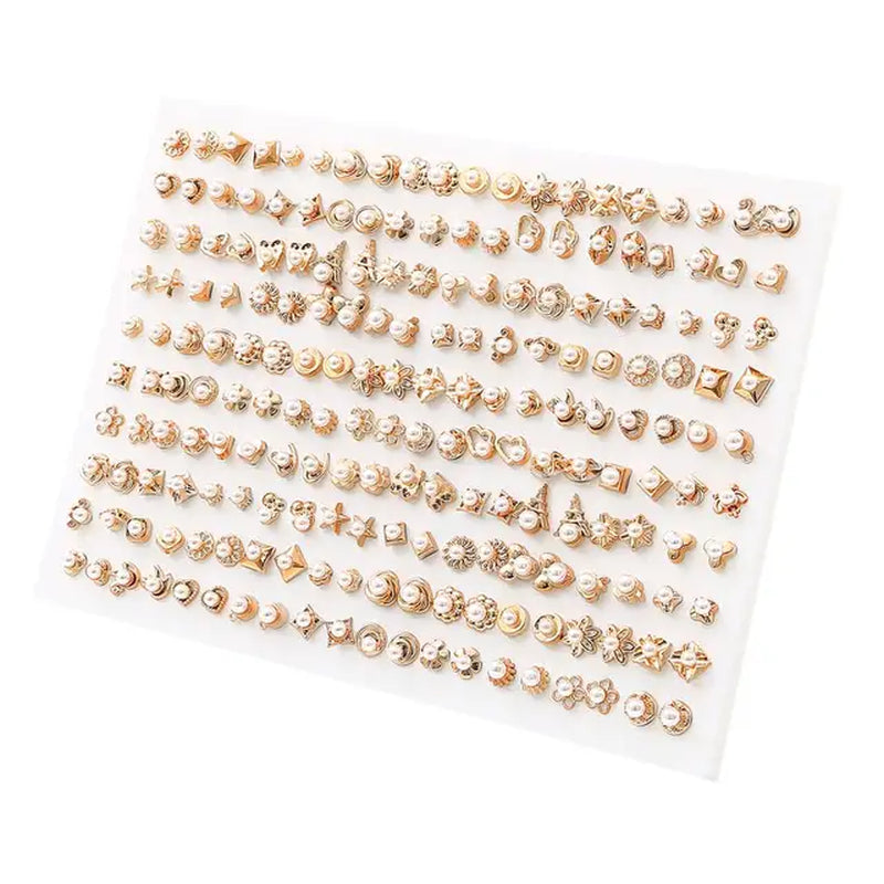 100Pair Women Acrylic Crystal Small Stud Earrings Set Girls Child Heart Star Animal Moon Crown Plastic Geometric Earring Jewelry-Gennys fashion