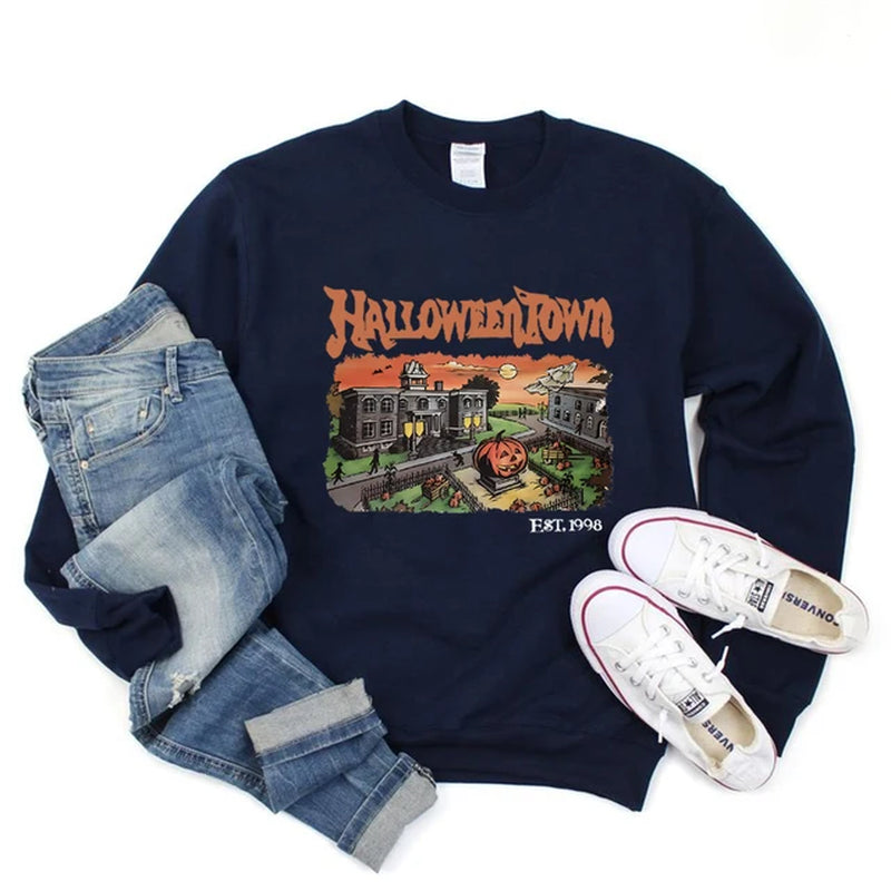 Retro Halloweentown 1998 Crewneck Sweatshirt Halloween Shirt Funny Halloween Party Sweater Fall Pumpkin Tshirts Halloween Gift-Gennys fashion