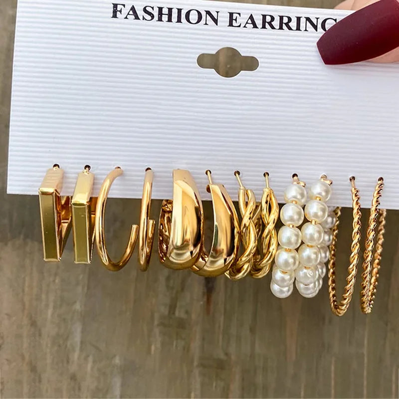 87 Pcs/Set Elegant Personality Imitation Pearl Earrings Rings Jewelry Set for Women Daily Wearing Vintage Jewelry Gifts New 2024-Gennys fashion