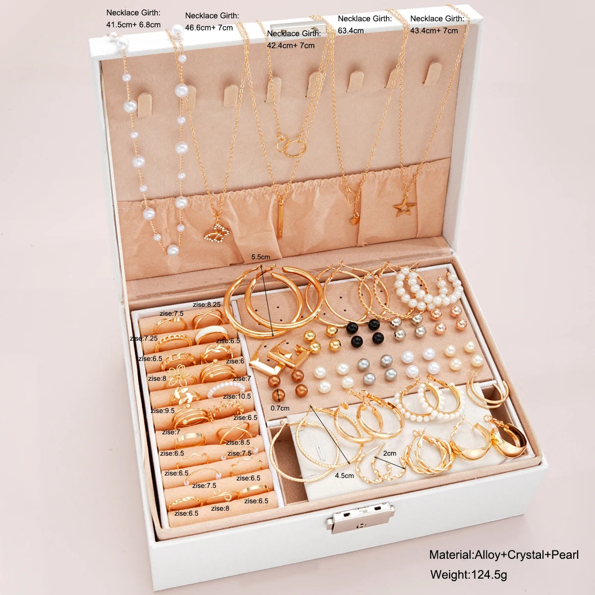 87 Pcs/Set Elegant Personality Imitation Pearl Earrings Rings Jewelry Set for Women Daily Wearing Vintage Jewelry Gifts New 2024-Gennys fashion