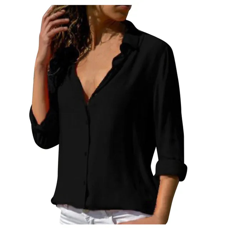 Spring Women White Chiffon Shirt Female Blouse Tops Long Sleeve Casual Turn-Down Collar Ol Style Women Loose Blouses Блузки @40-Gennys fashion